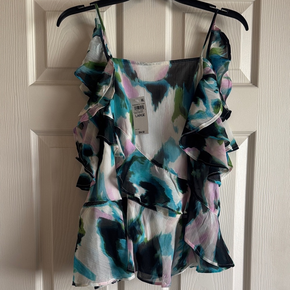 INC International Concepts Multicolor Ruffled Blouse